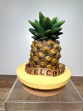 Pineapple Welcome Decorative Topper By Annalee  Resin Table Display